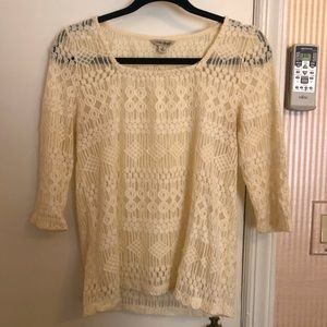 Lucky Brand Square Neck Sheer Lace Top